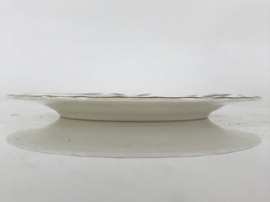 Italian Giovanni Valentino Porcelain Plate Blue Gold Flower Design White PY244