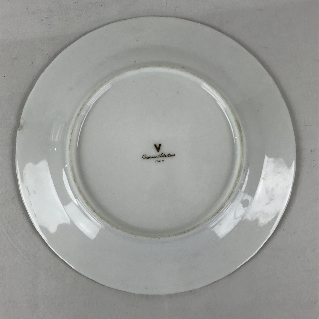 Italian Giovanni Valentino Porcelain Plate Blue Gold Flower Design White PY245