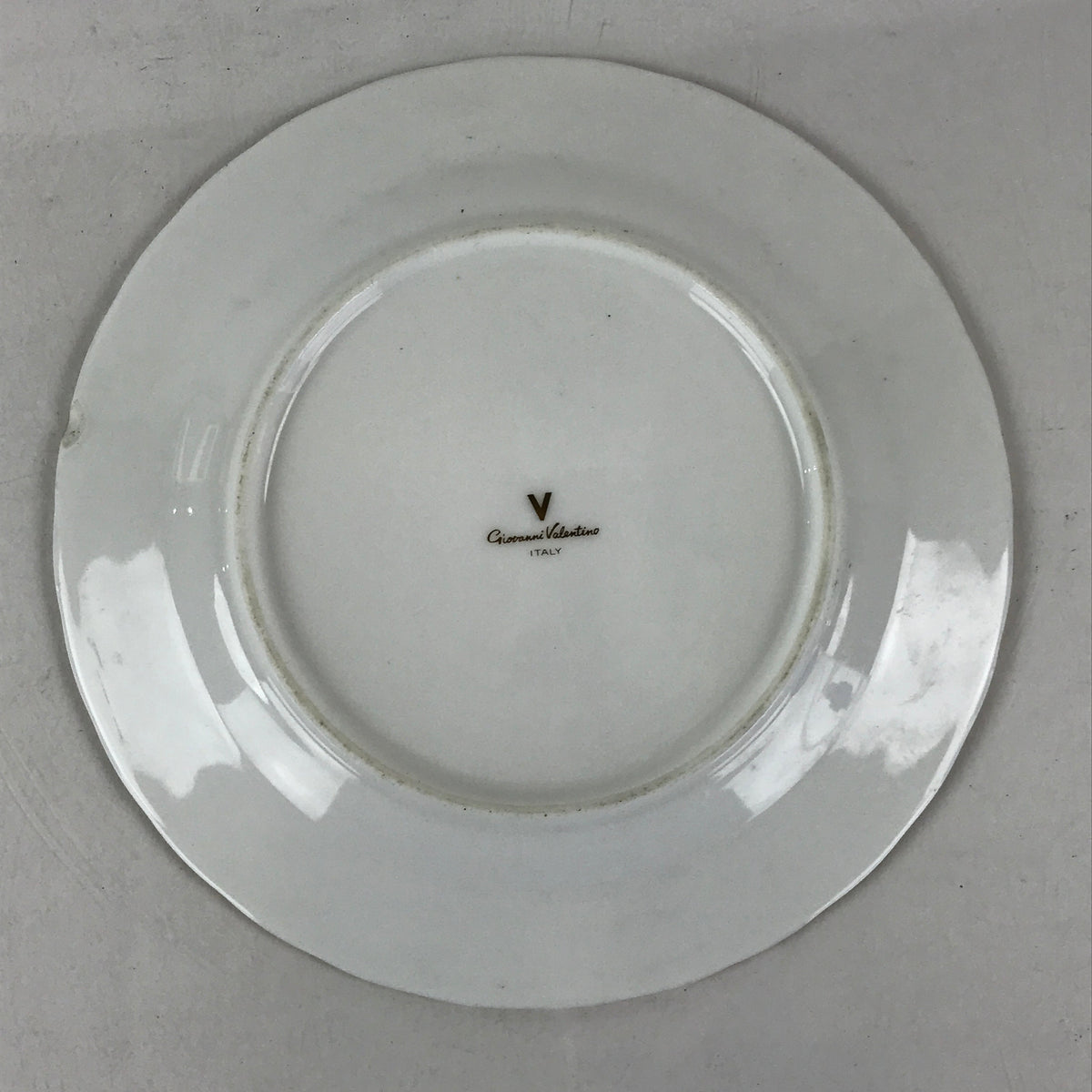 Italian Giovanni Valentino Porcelain Plate Blue Gold Flower Design White PY245