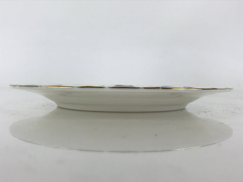 Italian Giovanni Valentino Porcelain Plate Blue Gold Flower Design White PY245