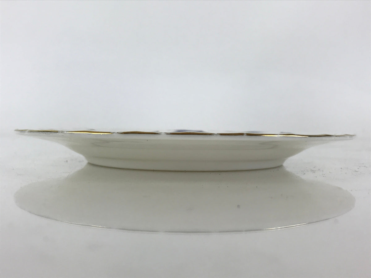 Italian Giovanni Valentino Porcelain Plate Blue Gold Flower Design White PY245
