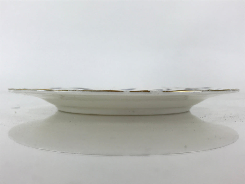 Italian Giovanni Valentino Porcelain Plate Blue Gold Flower Design White PY245