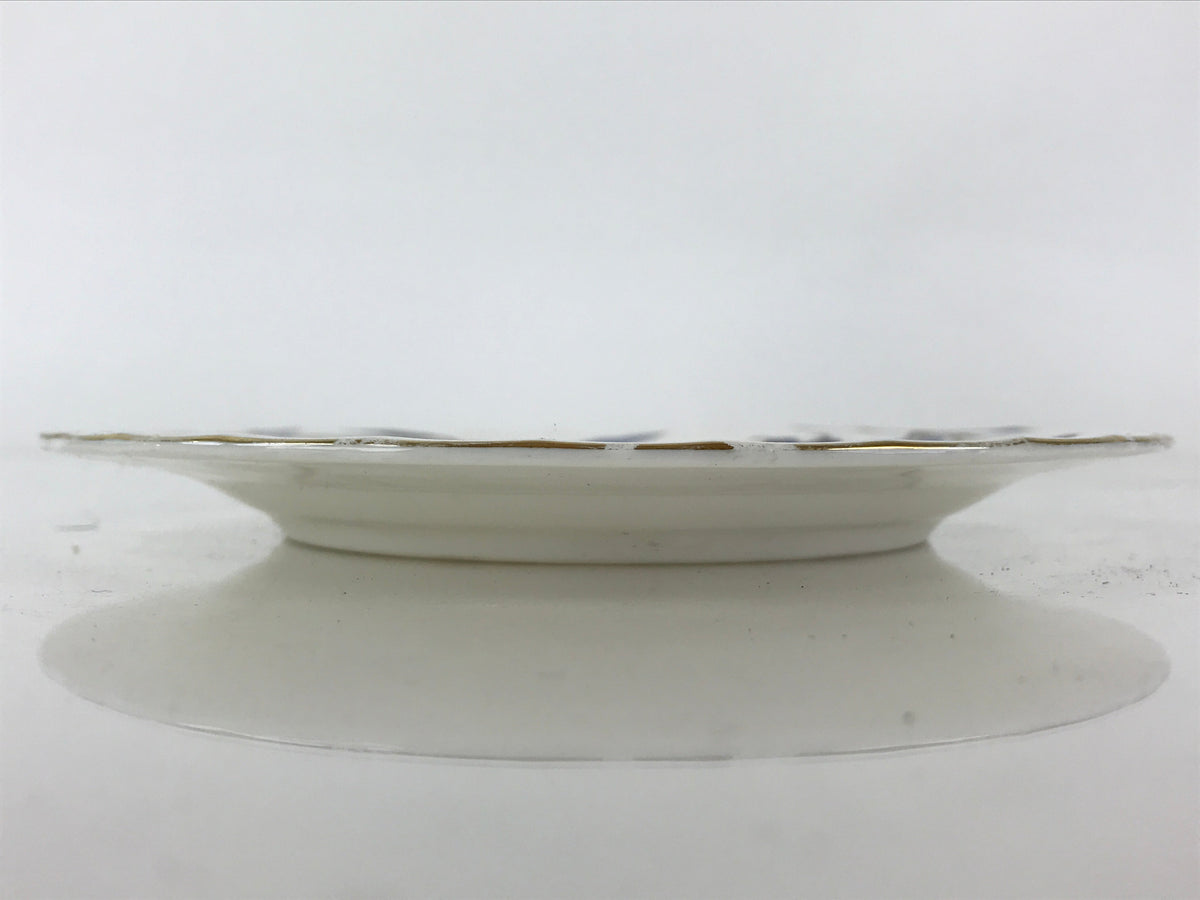 Italian Giovanni Valentino Porcelain Plate Blue Gold Flower Design White PY245