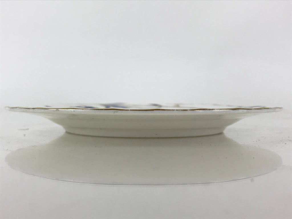Italian Giovanni Valentino Porcelain Plate Blue Gold Flower Design White PY245