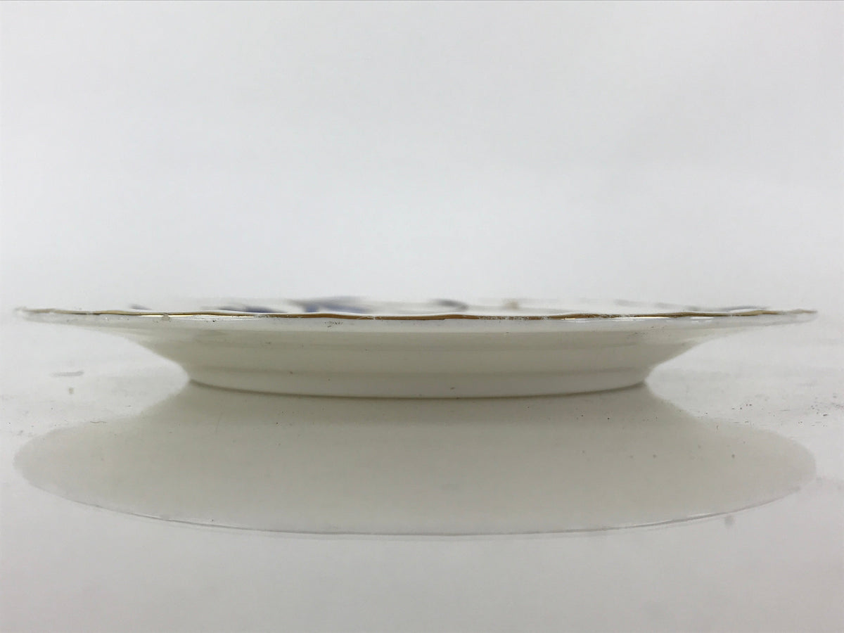 Italian Giovanni Valentino Porcelain Plate Blue Gold Flower Design White PY245