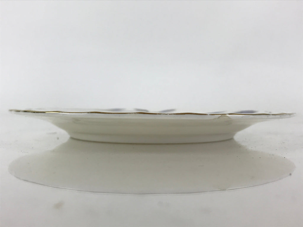 Italian Giovanni Valentino Porcelain Plate Blue Gold Flower Design White PY245