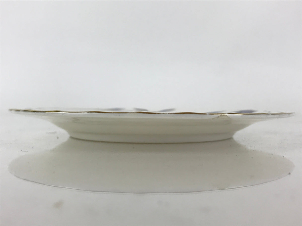Italian Giovanni Valentino Porcelain Plate Blue Gold Flower Design White PY245