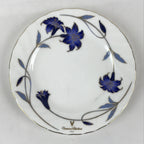 Italian Giovanni Valentino Porcelain Plate Blue Gold Flower Design White PY245
