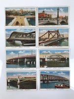 Japanese 16 Bridges Of Tokyo Showa Postcard Set Vtg Souvenir Paper Color PC72