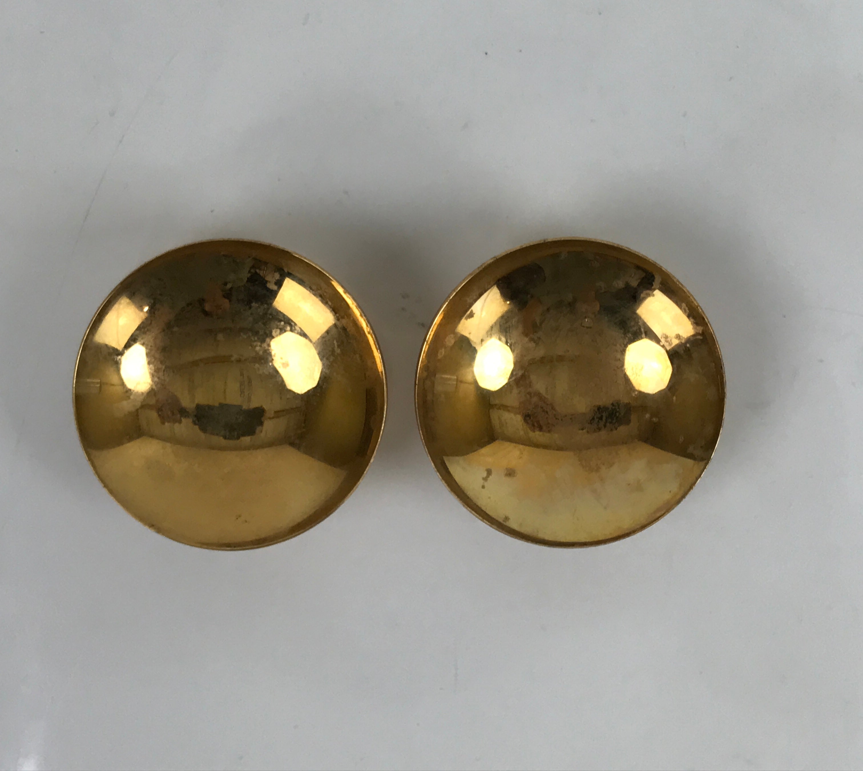 Japanese 24K GP Gold Plated Drinking Sake Cup Vtg 2pc Sakazuki Set w/Box PX749