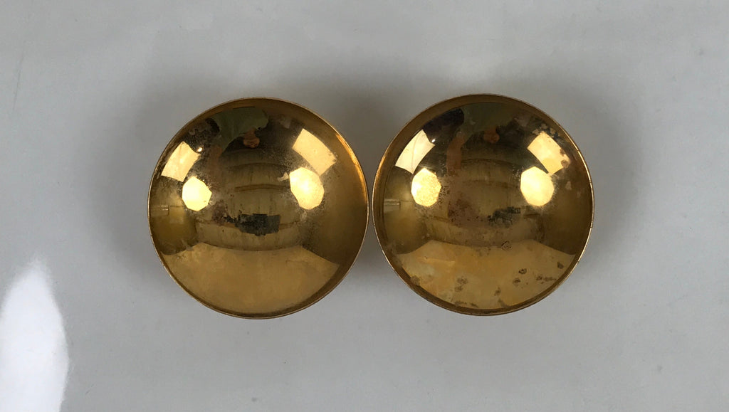 Japanese 24K GP Gold Plated Drinking Sake Cup Vtg 2pc Sakazuki Set w/Box PX749