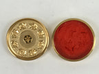 Japanese 24KGP Hanko Ink Pad Case Vtg Gold Red Shuniku Rose Mandala w/Box SZ58
