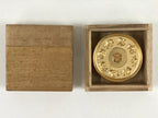 Japanese 24KGP Hanko Ink Pad Case Vtg Gold Red Shuniku Rose Mandala w/Box SZ58