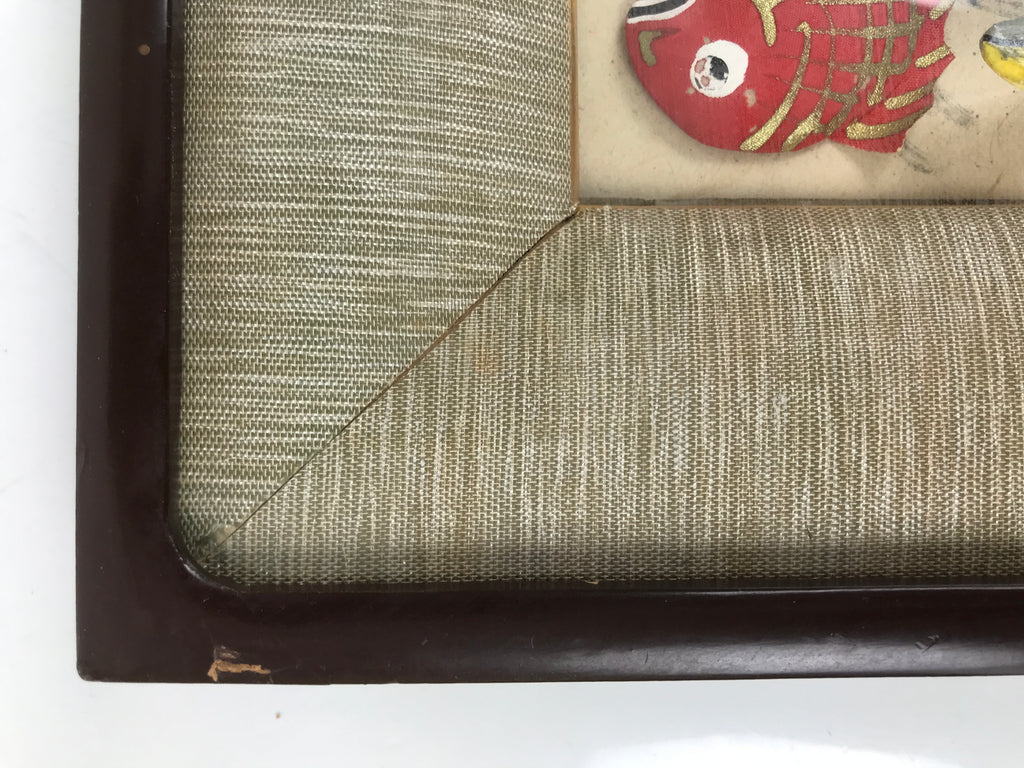 Japanese 3D Kabuki Performer Shikishi Fabric Art Vtg Wood Frame Oshie Zaiku FR32