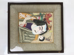 Japanese 3D Kabuki Performer Shikishi Fabric Art Vtg Wood Frame Oshie Zaiku FR32