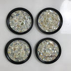 Japanese Abalone Shell Drink Saucer Vtg Chataku Coaster 5pc Black Resin L391