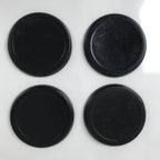 Japanese Abalone Shell Drink Saucer Vtg Chataku Coaster 5pc Black Resin L391