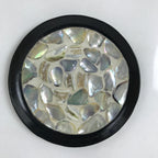 Japanese Abalone Shell Drink Saucer Vtg Chataku Coaster 5pc Black Resin L391
