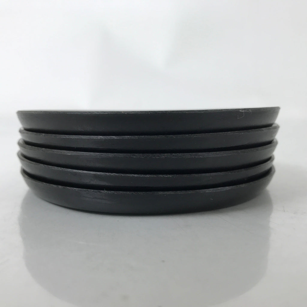 Japanese Abalone Shell Drink Saucer Vtg Chataku Coaster 5pc Black Resin L391