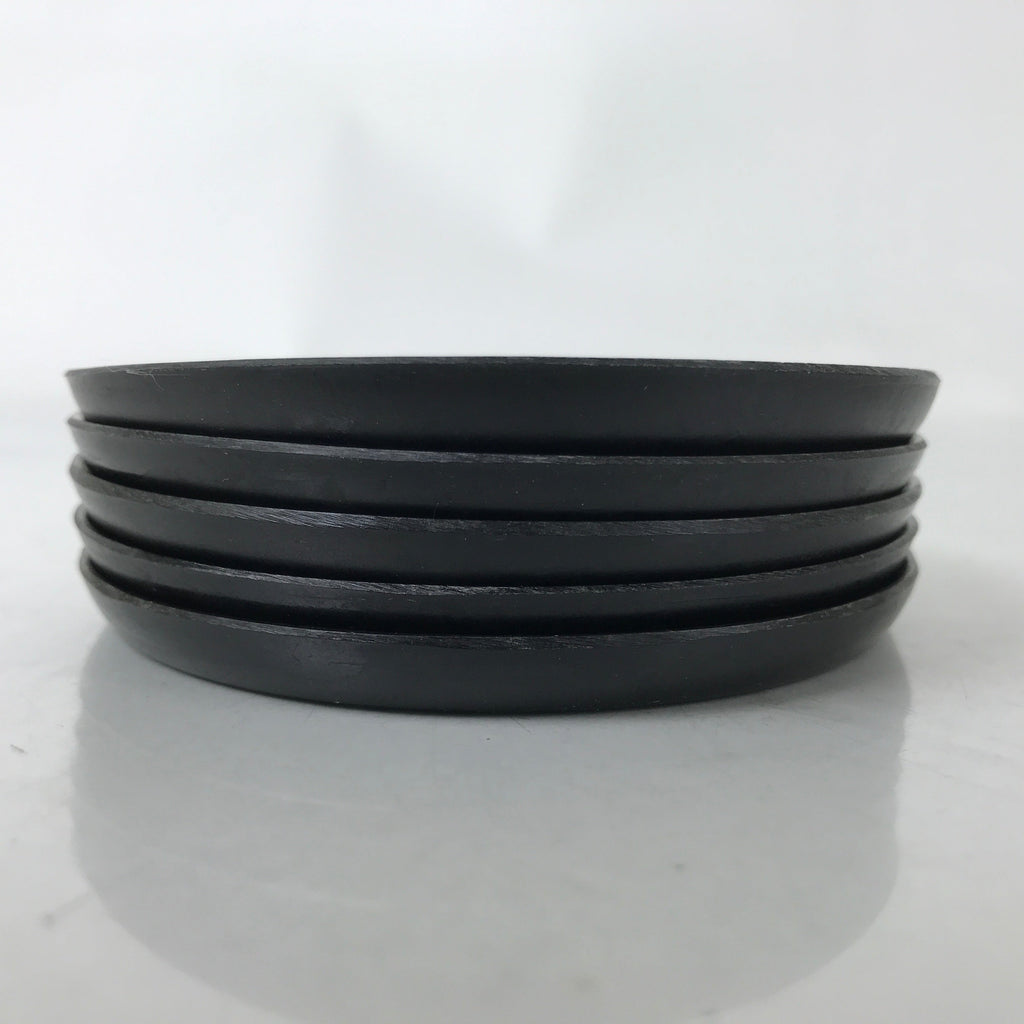 Japanese Abalone Shell Drink Saucer Vtg Chataku Coaster 5pc Black Resin L391