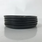Japanese Abalone Shell Drink Saucer Vtg Chataku Coaster 5pc Black Resin L391