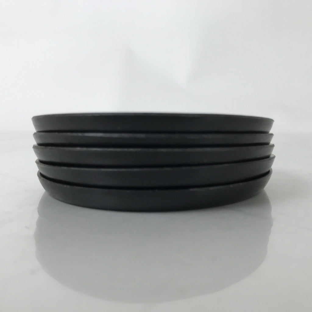 Japanese Abalone Shell Drink Saucer Vtg Chataku Coaster 5pc Black Resin L391