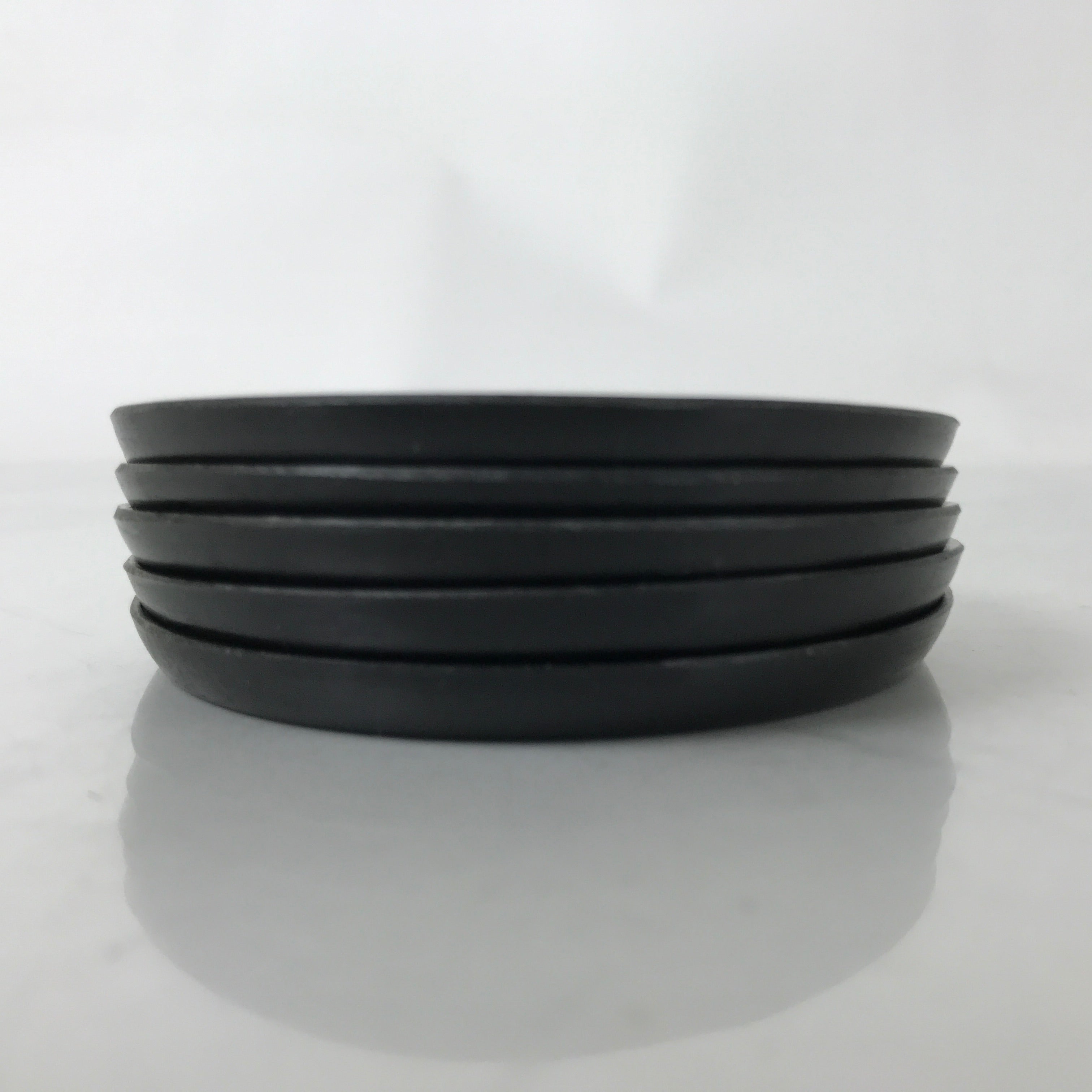 Japanese Abalone Shell Drink Saucer Vtg Chataku Coaster 5pc Black Resin L391
