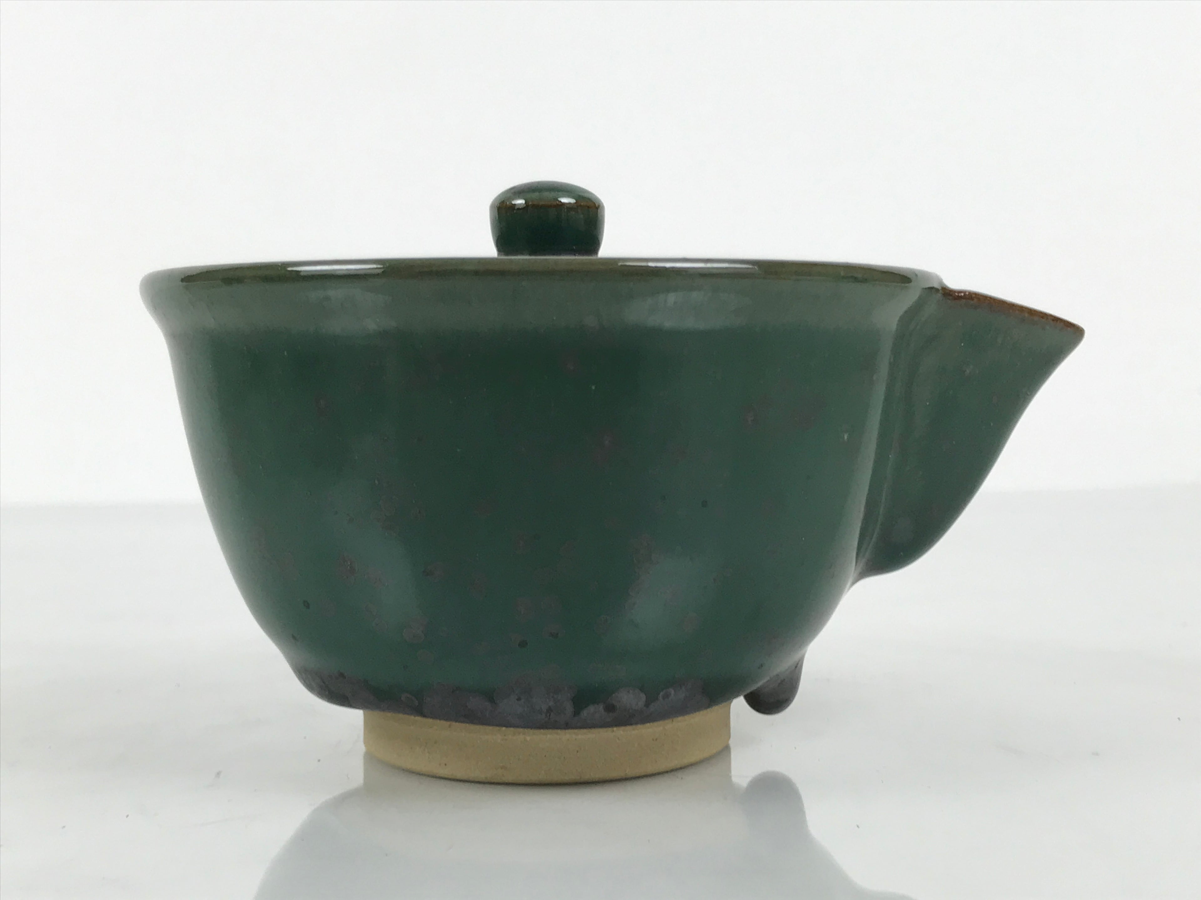 Japanese Agano Ware Ceramic Teapot Vtg Pottery Kyusu Hohin Gyokuro Green Y565