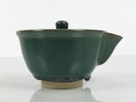 Japanese Agano Ware Ceramic Teapot Vtg Pottery Kyusu Hohin Gyokuro Green Y565