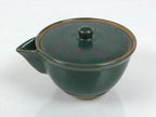 Japanese Agano Ware Ceramic Teapot Vtg Pottery Kyusu Hohin Gyokuro Green Y565