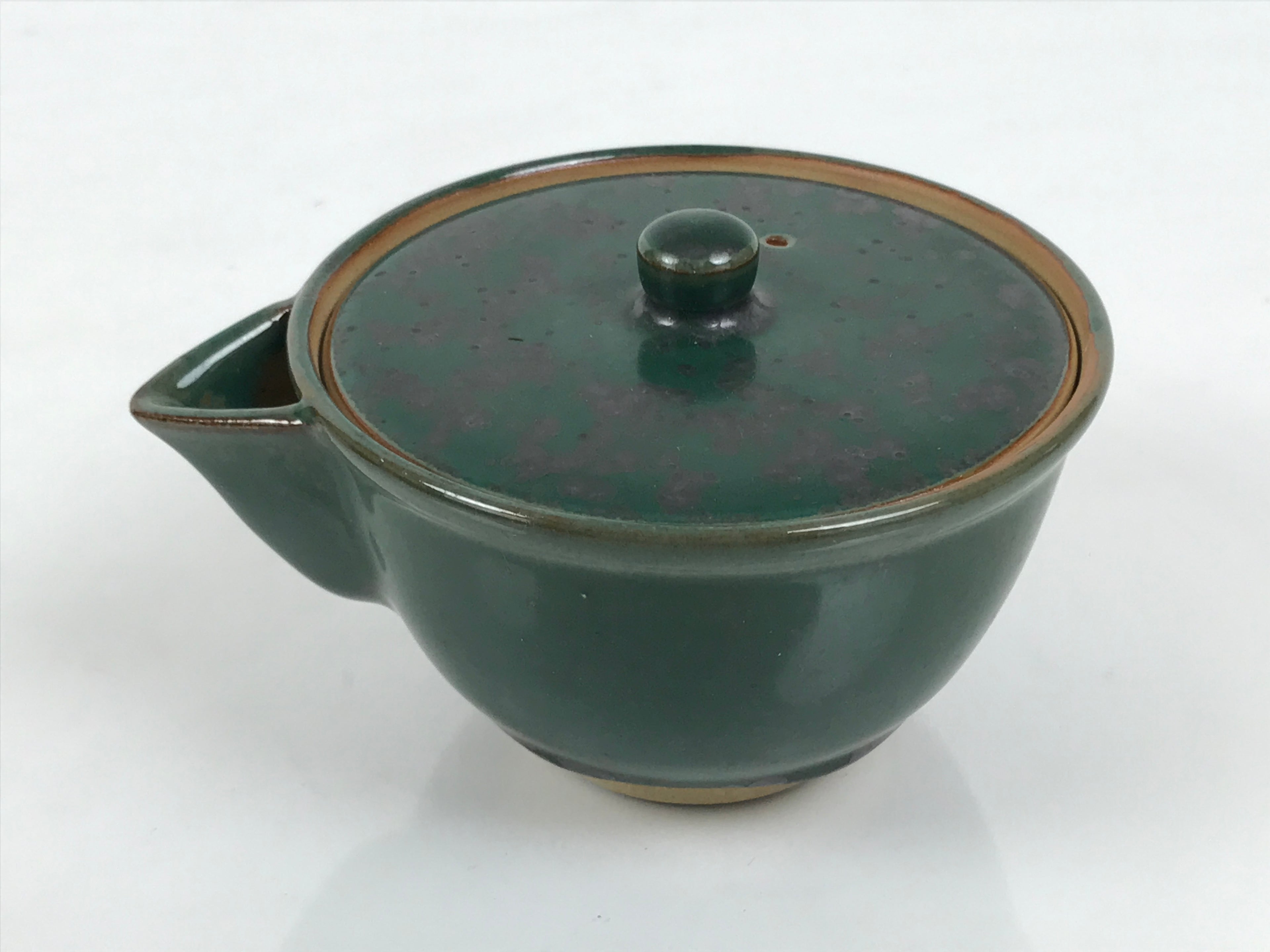 Japanese Agano Ware Ceramic Teapot Vtg Pottery Kyusu Hohin Gyokuro Green Y565