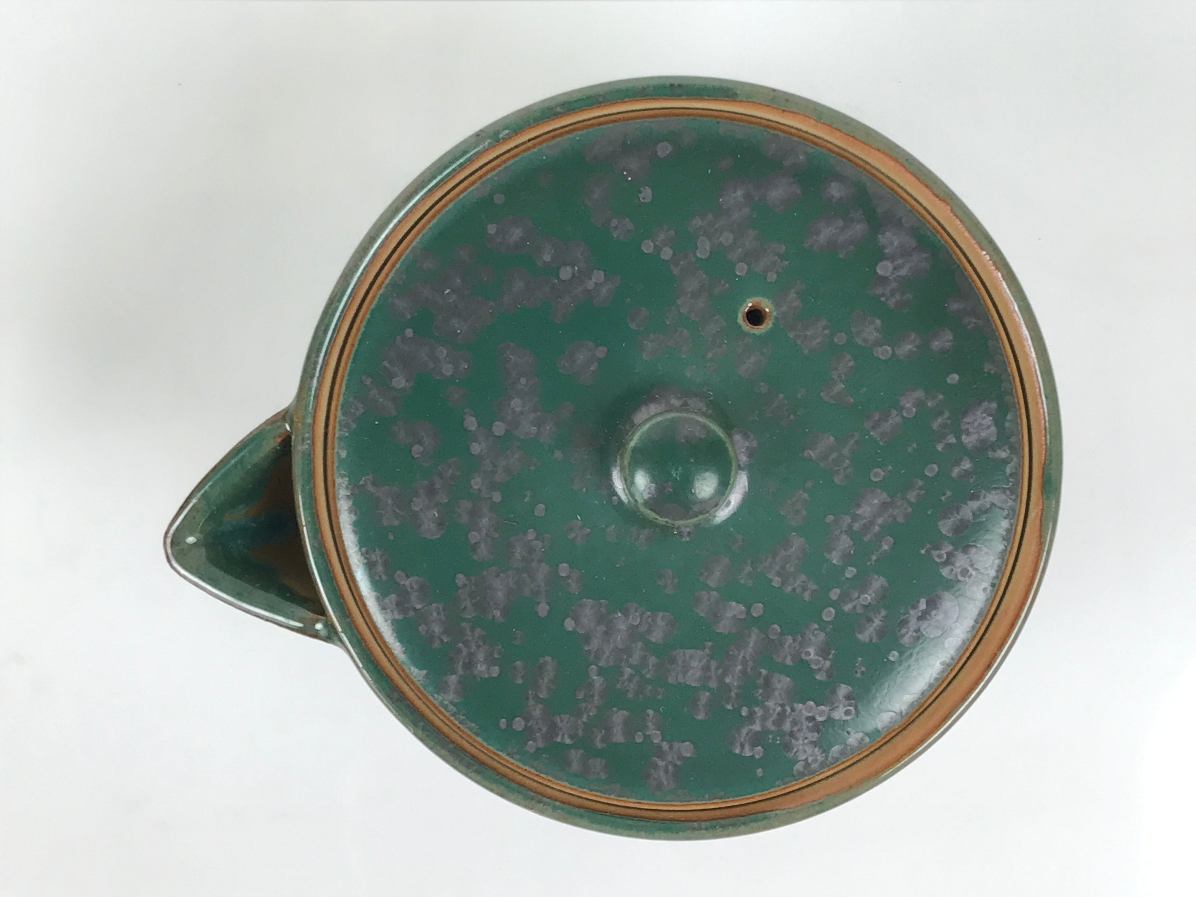 Japanese Agano Ware Ceramic Teapot Vtg Pottery Kyusu Hohin Gyokuro Green Y565