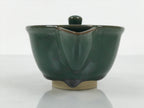 Japanese Agano Ware Ceramic Teapot Vtg Pottery Kyusu Hohin Gyokuro Green Y565