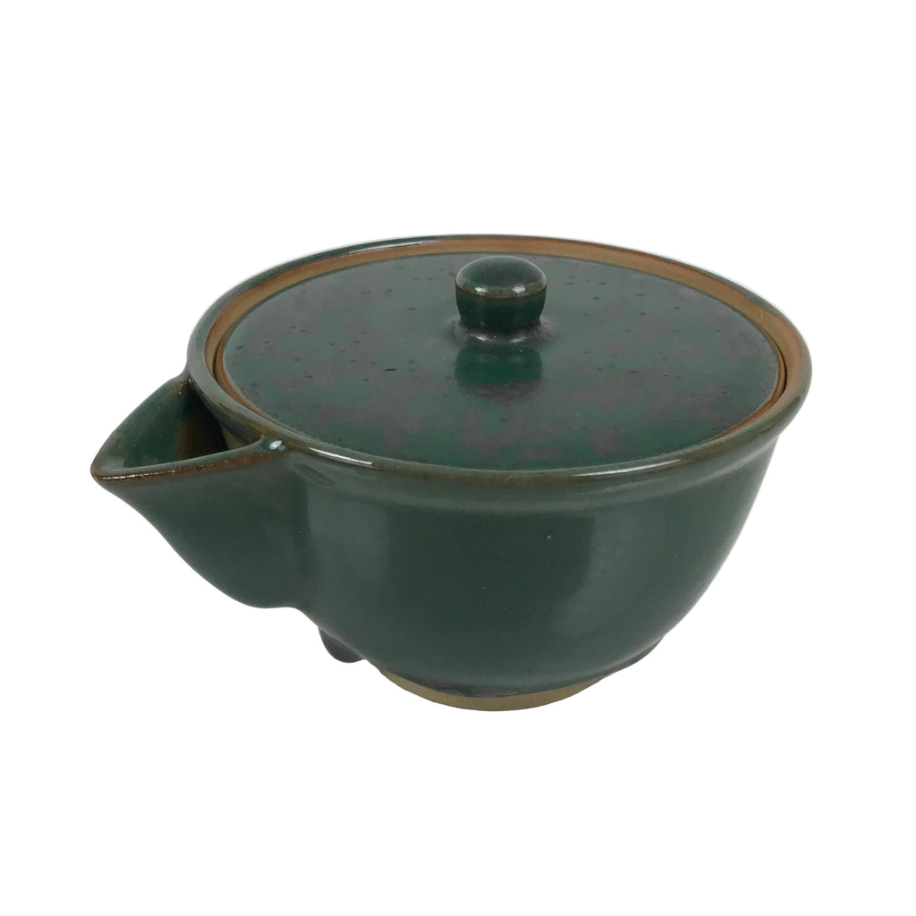 Japanese Agano Ware Ceramic Teapot Vtg Pottery Kyusu Hohin Gyokuro Green Y565