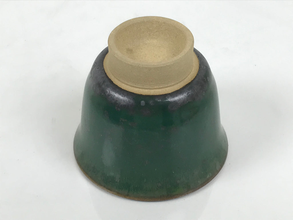 Japanese Agano Ware Ceramic Yunomi Teacup Pottery Vtg Green Beige Small TC619