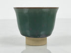 Japanese Agano Ware Ceramic Yunomi Teacup Pottery Vtg Green Beige Small TC619