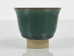 Japanese Agano Ware Ceramic Yunomi Teacup Pottery Vtg Green Beige Small TC619