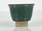 Japanese Agano Ware Ceramic Yunomi Teacup Pottery Vtg Green Beige Small TC619