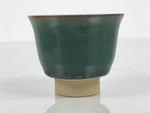 Japanese Agano Ware Ceramic Yunomi Teacup Pottery Vtg Green Beige Small TC619