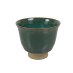Japanese Agano Ware Ceramic Yunomi Teacup Pottery Vtg Green Beige Small TC619