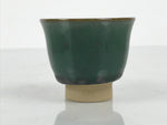 Japanese Agano Ware Ceramic Yunomi Teacup Pottery Vtg Green Beige Small TC620