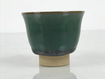 Japanese Agano Ware Ceramic Yunomi Teacup Pottery Vtg Green Beige Small TC620