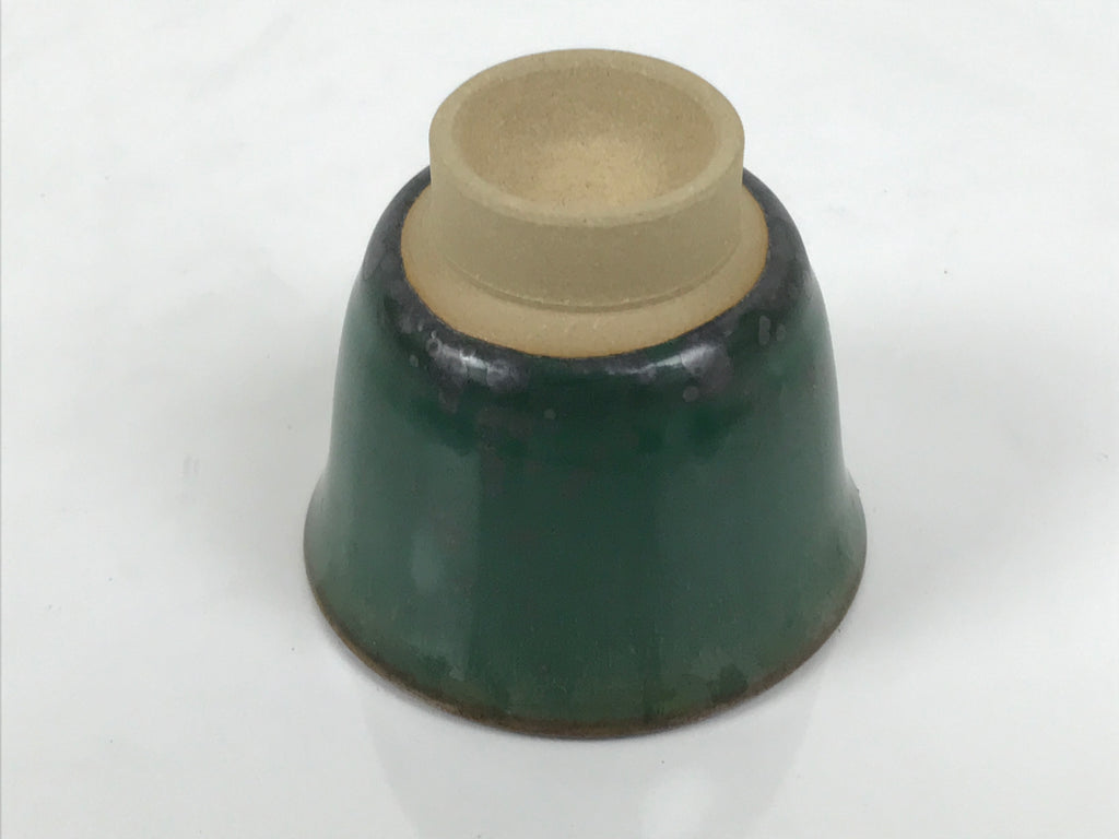Japanese Agano Ware Ceramic Yunomi Teacup Pottery Vtg Green Beige Small TC621