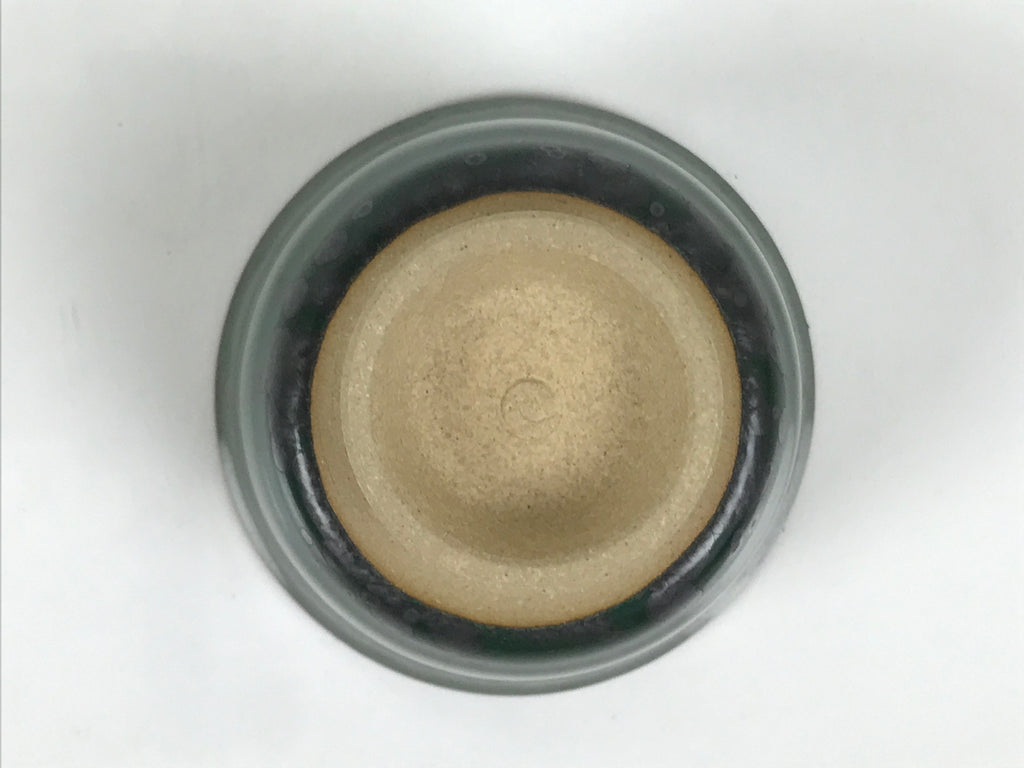 Japanese Agano Ware Ceramic Yunomi Teacup Pottery Vtg Green Beige Small TC621