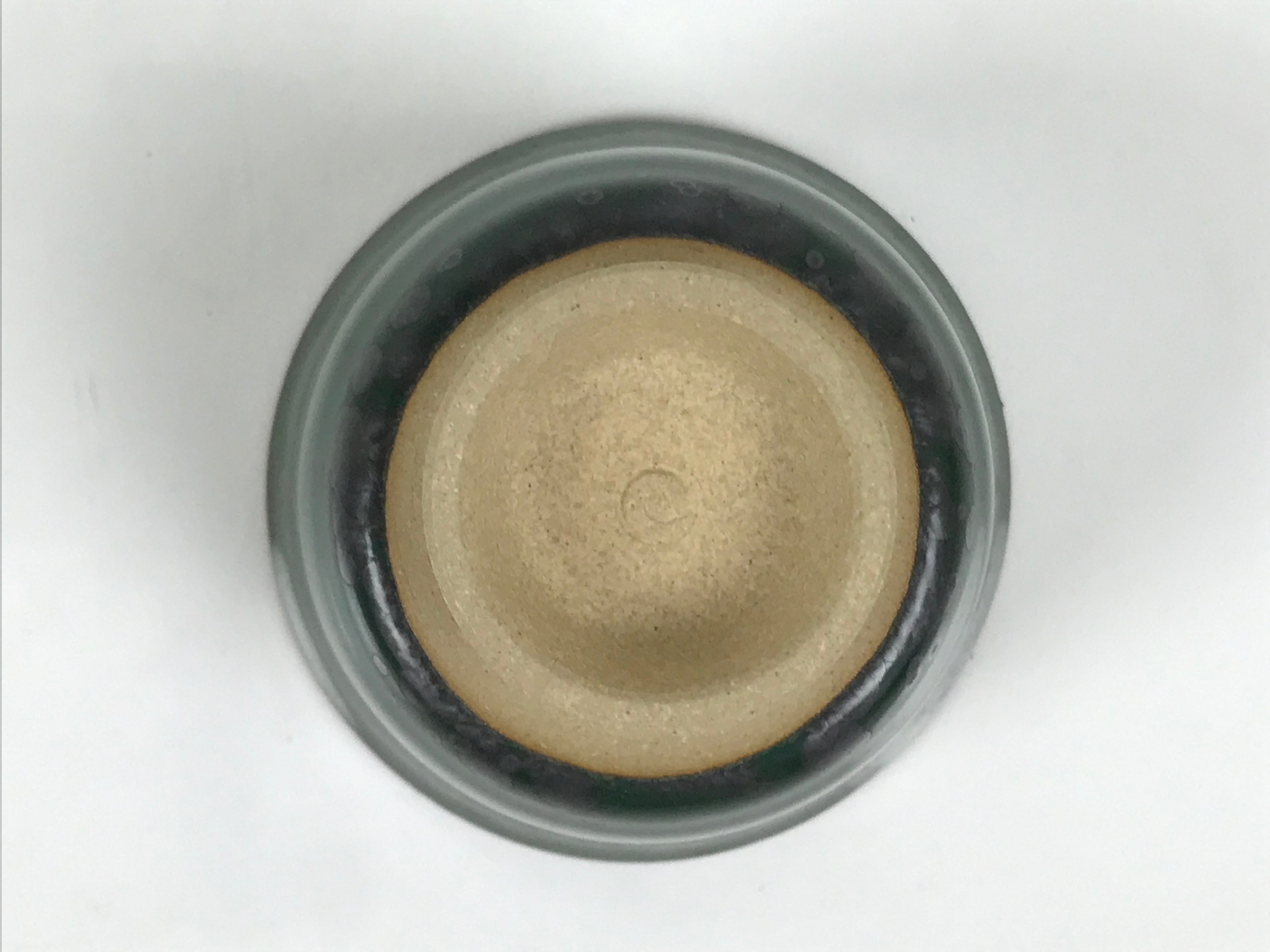 Japanese Agano Ware Ceramic Yunomi Teacup Pottery Vtg Green Beige Small TC621