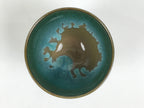 Japanese Agano Ware Ceramic Yunomi Teacup Pottery Vtg Green Beige Small TC622
