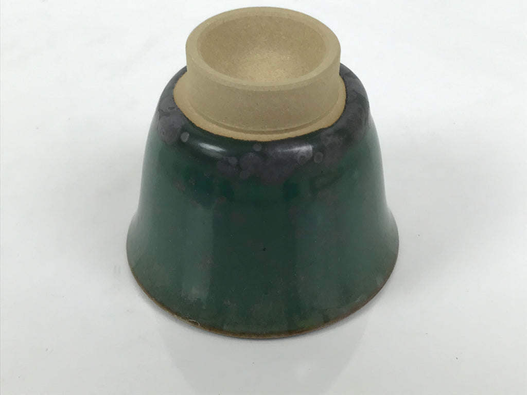 Japanese Agano Ware Ceramic Yunomi Teacup Pottery Vtg Green Beige Small TC622