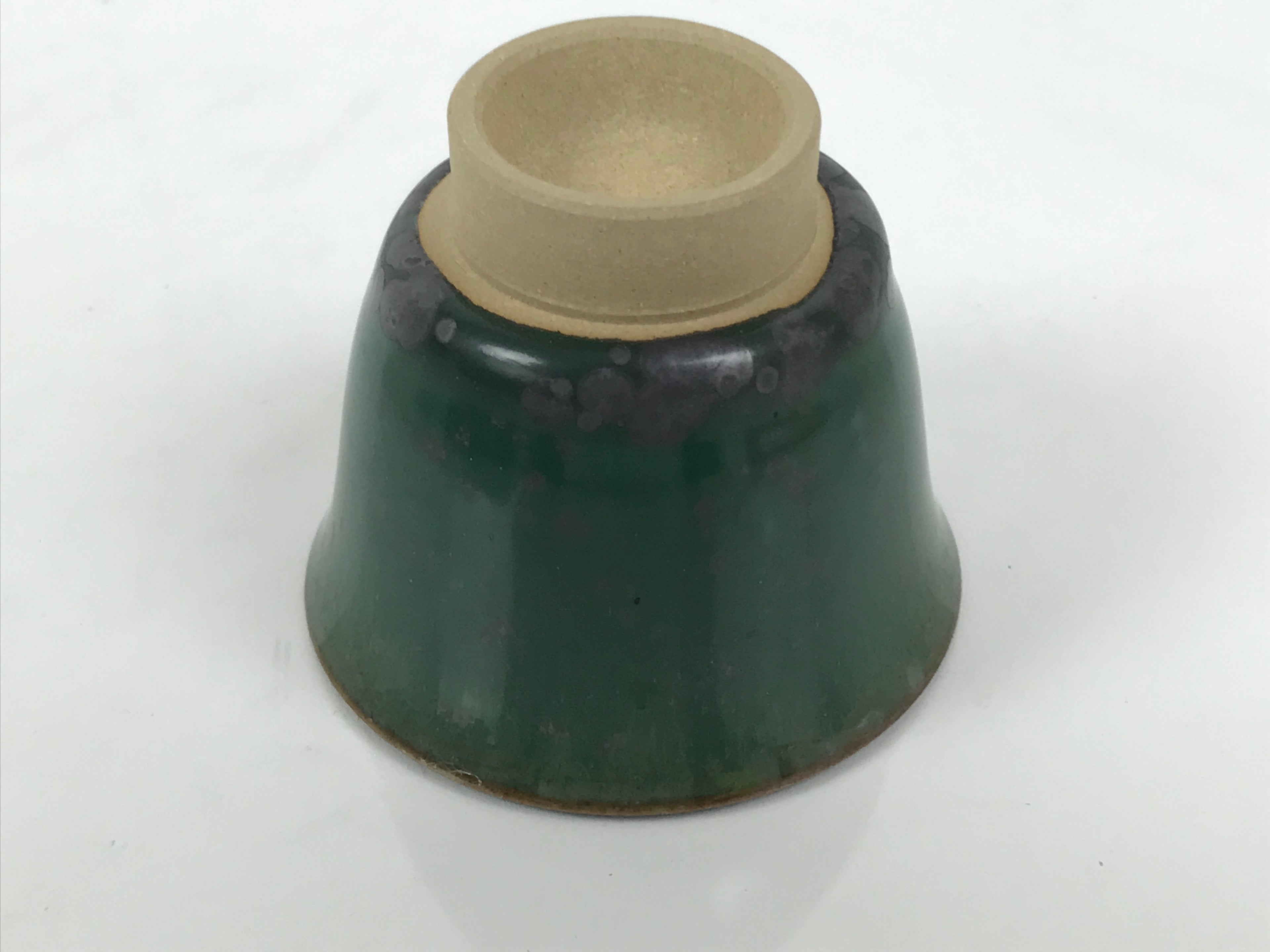 Japanese Agano Ware Ceramic Yunomi Teacup Pottery Vtg Green Beige Small TC622