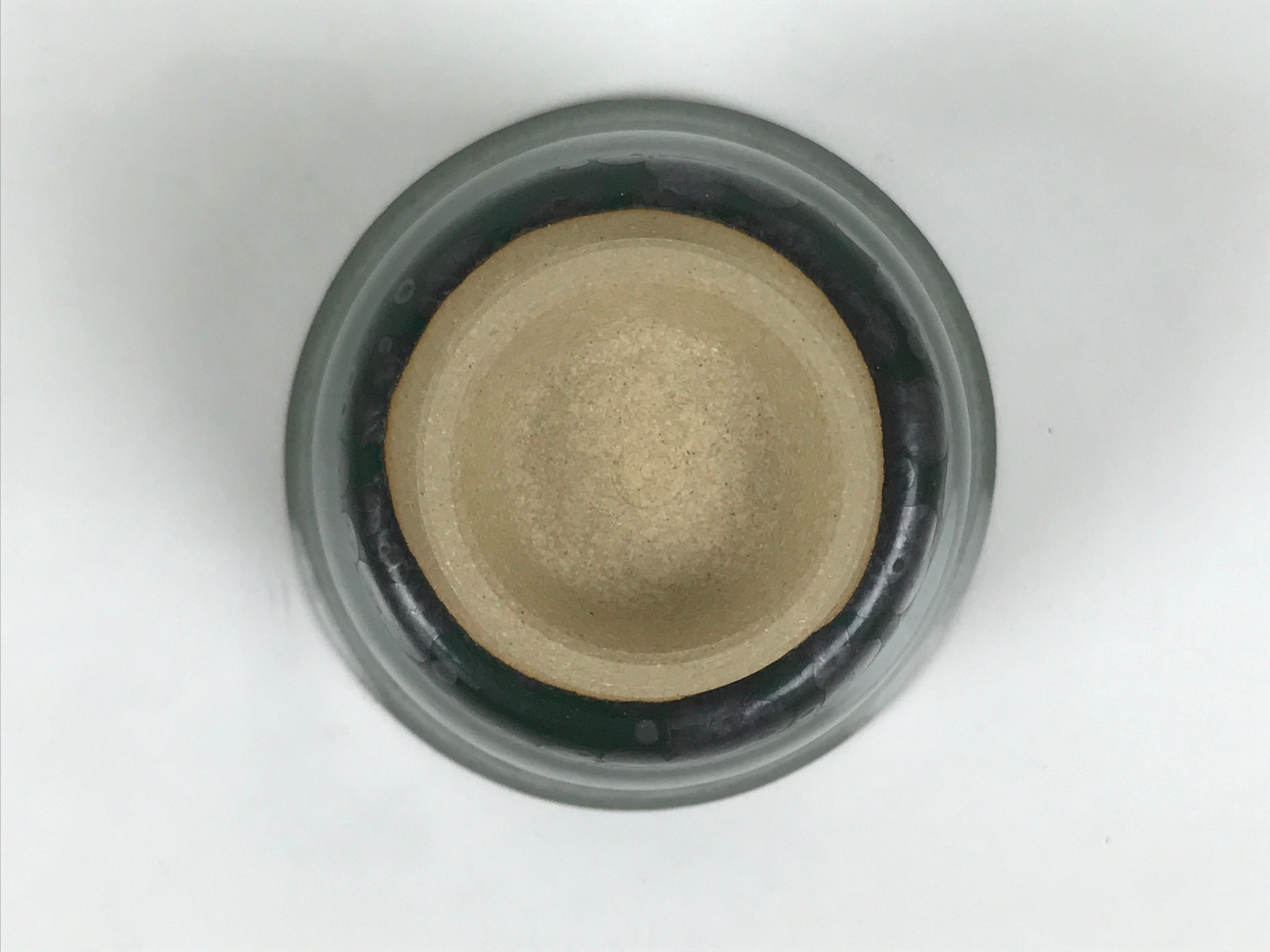 Japanese Agano Ware Ceramic Yunomi Teacup Pottery Vtg Green Beige Small TC622