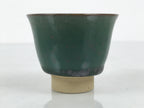 Japanese Agano Ware Ceramic Yunomi Teacup Pottery Vtg Green Beige Small TC622